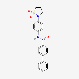 molecular formula C22H20N2O3S B2538291 N-[4-(1,1-dioxo-1lambda6,2-thiazolidin-2-yl)phenyl]-[1,1'-biphenyl]-4-carboxamide CAS No. 941985-84-8