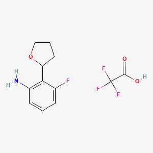 molecular formula C12H13F4NO3 B2538303 3-Fluoro-2-(oxolan-2-yl)aniline trifluoroacetic acid CAS No. 2228811-38-7