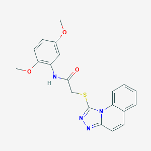 molecular formula C20H18N4O3S B253838 N-(2,5-DIMETHOXYPHENYL)-2-{[1,2,4]TRIAZOLO[4,3-A]QUINOLIN-1-YLSULFANYL}ACETAMIDE 