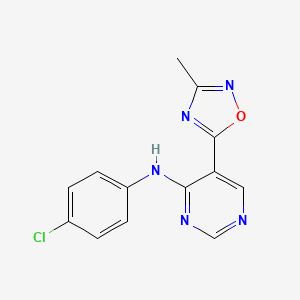 molecular formula C13H10ClN5O B2538453 N-(4-chlorophenyl)-5-(3-methyl-1,2,4-oxadiazol-5-yl)pyrimidin-4-amine CAS No. 2034570-44-8