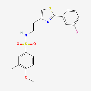 molecular formula C19H19FN2O3S2 B2538495 N-{2-[2-(3-fluorophenyl)-1,3-thiazol-4-yl]ethyl}-4-methoxy-3-methylbenzene-1-sulfonamide CAS No. 946251-77-0
