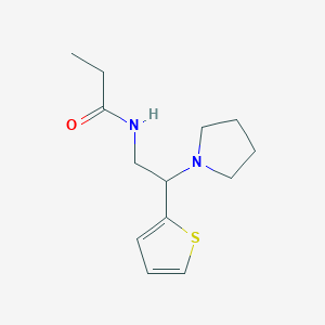 molecular formula C13H20N2OS B253851 N-[2-(pyrrolidin-1-yl)-2-(thiophen-2-yl)ethyl]propanamide 