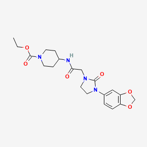 Ethyl 4-(2-(3-(benzo[d][1,3]dioxol-5-yl)-2-oxoimidazolidin-1-yl)acetamido)piperidine-1-carboxylate
