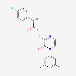 molecular formula C20H18ClN3O2S B2538559 N-(4-chlorophenyl)-2-{[4-(3,5-dimethylphenyl)-3-oxo-3,4-dihydropyrazin-2-yl]sulfanyl}acetamide CAS No. 895109-95-2