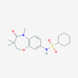 molecular formula C18H26N2O4S B2538567 N-(3,3,5-trimethyl-4-oxo-2,3,4,5-tetrahydro-1,5-benzoxazepin-8-yl)cyclohexanesulfonamide CAS No. 922041-16-5