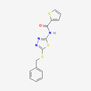 molecular formula C14H11N3OS3 B2538614 N-(5-(benzylthio)-1,3,4-thiadiazol-2-yl)thiophene-2-carboxamide CAS No. 393572-14-0