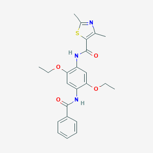 molecular formula C23H25N3O4S B253864 N-(4-benzamido-2,5-diethoxyphenyl)-2,4-dimethyl-1,3-thiazole-5-carboxamide 