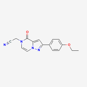 molecular formula C16H14N4O2 B2538690 2-[2-(4-ethoxyphenyl)-4-oxo-4H,5H-pyrazolo[1,5-a]pyrazin-5-yl]acetonitrile CAS No. 1207661-38-8