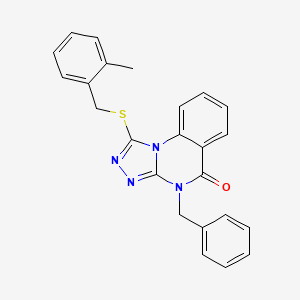 molecular formula C24H20N4OS B2538761 4-benzyl-1-{[(2-methylphenyl)methyl]sulfanyl}-4H,5H-[1,2,4]triazolo[4,3-a]quinazolin-5-one CAS No. 849823-68-3