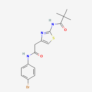 molecular formula C16H18BrN3O2S B2538843 N-(4-{[(4-bromophenyl)carbamoyl]methyl}-1,3-thiazol-2-yl)-2,2-dimethylpropanamide CAS No. 923174-22-5
