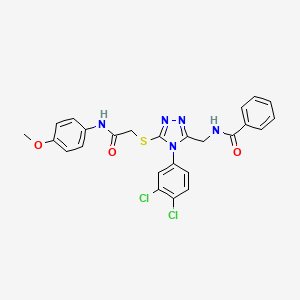 molecular formula C25H21Cl2N5O3S B2538846 N-{[4-(3,4-dichlorophenyl)-5-({[(4-methoxyphenyl)carbamoyl]methyl}sulfanyl)-4H-1,2,4-triazol-3-yl]methyl}benzamide CAS No. 391897-41-9