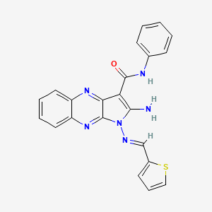 (E)-2-amino-N-phenyl-1-((thiophen-2-ylmethylene)amino)-1H-pyrrolo[2,3-b]quinoxaline-3-carboxamide
