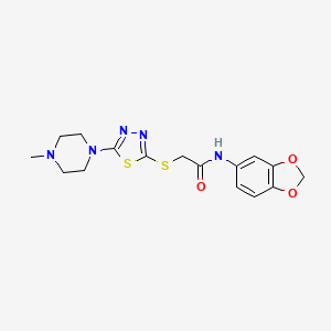 molecular formula C16H19N5O3S2 B2538953 N-(2H-1,3-benzodioxol-5-yl)-2-{[5-(4-methylpiperazin-1-yl)-1,3,4-thiadiazol-2-yl]sulfanyl}acetamide CAS No. 1105220-41-4