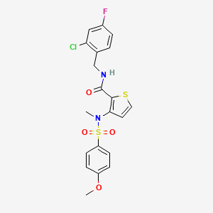 molecular formula C20H18ClFN2O4S2 B2538965 N-[(2-chloro-4-fluorophenyl)methyl]-3-(N-methyl4-methoxybenzenesulfonamido)thiophene-2-carboxamide CAS No. 1116017-45-8
