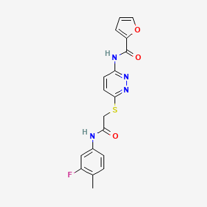 molecular formula C18H15FN4O3S B2539007 N-(6-((2-((3-fluoro-4-methylphenyl)amino)-2-oxoethyl)thio)pyridazin-3-yl)furan-2-carboxamide CAS No. 1021061-68-6