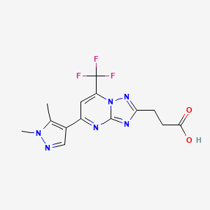 B2539009 3-[5-(1,5-dimethyl-1H-pyrazol-4-yl)-7-(trifluoromethyl)[1,2,4]triazolo[1,5-a]pyrimidin-2-yl]propanoic acid CAS No. 1174878-30-8