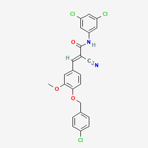 B2539019 (E)-3-[4-[(4-chlorophenyl)methoxy]-3-methoxyphenyl]-2-cyano-N-(3,5-dichlorophenyl)prop-2-enamide CAS No. 380477-02-1