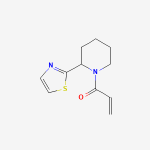 molecular formula C11H14N2OS B2539032 1-[2-(1,3-Thiazol-2-yl)piperidin-1-yl]prop-2-en-1-one CAS No. 2144572-70-1