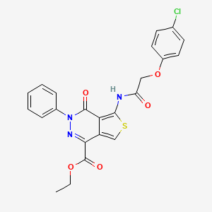 molecular formula C23H18ClN3O5S B2539067 Ethyl 5-(2-(4-chlorophenoxy)acetamido)-4-oxo-3-phenyl-3,4-dihydrothieno[3,4-d]pyridazine-1-carboxylate CAS No. 851947-49-4