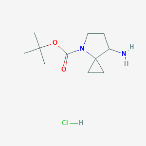 molecular formula C11H21ClN2O2 B2539078 tert-butyl 7-amino-4-azaspiro[2.4]heptane-4-carboxylate hydrochloride CAS No. 2309456-36-6