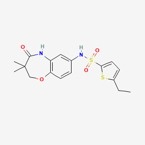 molecular formula C17H20N2O4S2 B2539085 N-(3,3-dimethyl-4-oxo-2,3,4,5-tetrahydro-1,5-benzoxazepin-7-yl)-5-ethylthiophene-2-sulfonamide CAS No. 922004-78-2