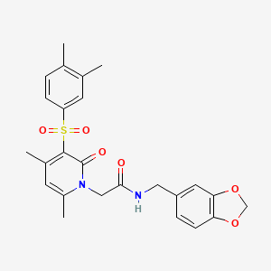molecular formula C25H26N2O6S B2539090 N-[(2H-1,3-benzodioxol-5-yl)methyl]-2-[3-(3,4-dimethylbenzenesulfonyl)-4,6-dimethyl-2-oxo-1,2-dihydropyridin-1-yl]acetamide CAS No. 1190005-82-3