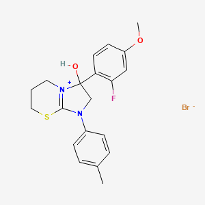 3-(2-fluoro-4-methoxyphenyl)-3-hydroxy-1-(p-tolyl)-3,5,6,7-tetrahydro-2H-imidazo[2,1-b][1,3]thiazin-1-ium bromide