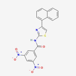 molecular formula C20H12N4O5S B2539121 N-[(2Z)-4-(naphthalen-1-yl)-2,3-dihydro-1,3-thiazol-2-ylidene]-3,5-dinitrobenzamide CAS No. 313647-66-4