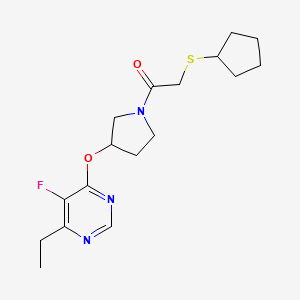 2-(Cyclopentylthio)-1-(3-((6-ethyl-5-fluoropyrimidin-4-yl)oxy)pyrrolidin-1-yl)ethanone
