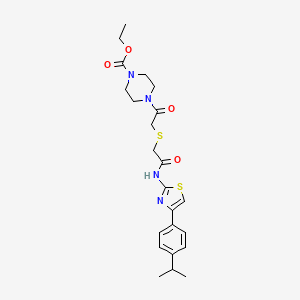 Ethyl 4-(2-((2-((4-(4-isopropylphenyl)thiazol-2-yl)amino)-2-oxoethyl)thio)acetyl)piperazine-1-carboxylate