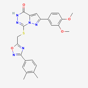 molecular formula C24H22N6O4S B2539170 2-(3,4-dimethoxyphenyl)-7-({[3-(3,4-dimethylphenyl)-1,2,4-oxadiazol-5-yl]methyl}sulfanyl)-4H,5H-pyrazolo[1,5-d][1,2,4]triazin-4-one CAS No. 1207027-80-2