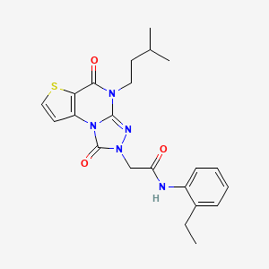 molecular formula C22H25N5O3S B2539171 N-(2-ethylphenyl)-2-[4-(3-methylbutyl)-1,5-dioxo-4,5-dihydrothieno[2,3-e][1,2,4]triazolo[4,3-a]pyrimidin-2(1H)-yl]acetamide CAS No. 1358120-47-4