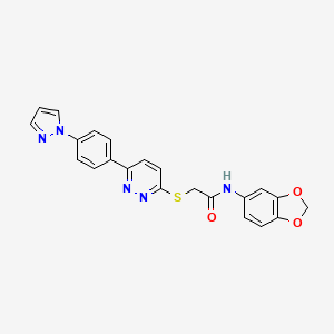 2-((6-(4-(1H-pyrazol-1-yl)phenyl)pyridazin-3-yl)thio)-N-(benzo[d][1,3]dioxol-5-yl)acetamide