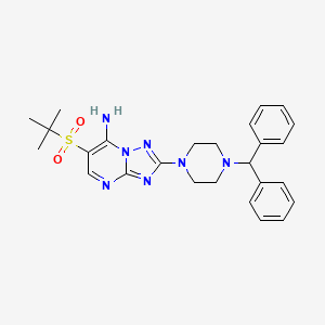 molecular formula C26H31N7O2S B2539203 2-(4-Benzhydrylpiperazino)-6-(tert-butylsulfonyl)[1,2,4]triazolo[1,5-a]pyrimidin-7-ylamine CAS No. 685108-11-6