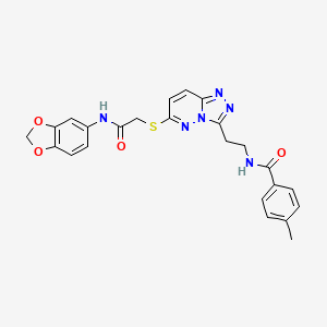 molecular formula C24H22N6O4S B2539225 N-(2-(6-((2-(benzo[d][1,3]dioxol-5-ylamino)-2-oxoethyl)thio)-[1,2,4]triazolo[4,3-b]pyridazin-3-yl)ethyl)-4-methylbenzamide CAS No. 872994-95-1
