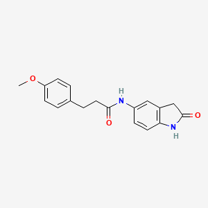 molecular formula C18H18N2O3 B2539272 3-(4-methoxyphenyl)-N-(2-oxoindolin-5-yl)propanamide CAS No. 921814-06-4