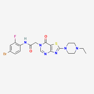 molecular formula C19H20BrFN6O2S B2539282 N-(4-bromo-2-fluorophenyl)-2-[2-(4-ethylpiperazin-1-yl)-7-oxo-6H,7H-[1,3]thiazolo[4,5-d]pyrimidin-6-yl]acetamide CAS No. 951474-69-4