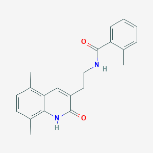 molecular formula C21H22N2O2 B2539285 N-(2-(5,8-dimethyl-2-oxo-1,2-dihydroquinolin-3-yl)ethyl)-2-methylbenzamide CAS No. 851406-44-5