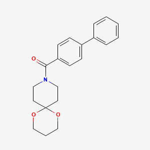 molecular formula C21H23NO3 B2539290 [1,1'-Biphenyl]-4-yl(1,5-dioxa-9-azaspiro[5.5]undecan-9-yl)methanone CAS No. 1329328-98-4