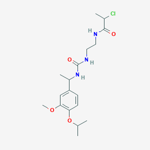 molecular formula C18H28ClN3O4 B2539294 2-chloro-N-[2-[1-(3-methoxy-4-propan-2-yloxyphenyl)ethylcarbamoylamino]ethyl]propanamide CAS No. 1280954-92-8