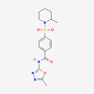 molecular formula C16H20N4O4S B2539301 N-(5-methyl-1,3,4-oxadiazol-2-yl)-4-[(2-methylpiperidin-1-yl)sulfonyl]benzamide CAS No. 850936-54-8
