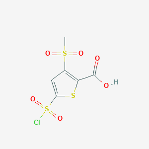 molecular formula C6H5ClO6S3 B2539331 5-(Chlorosulfonyl)-3-methanesulfonylthiophene-2-carboxylic acid CAS No. 2230804-29-0