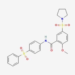 2-methoxy-N-(4-(phenylsulfonyl)phenyl)-5-(pyrrolidin-1-ylsulfonyl)benzamide
