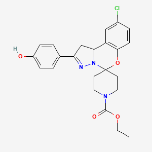 molecular formula C23H24ClN3O4 B2539338 ethyl 12'-chloro-4'-(4-hydroxyphenyl)-8'-oxa-5',6'-diazaspiro[piperidine-4,7'-tricyclo[7.4.0.0^{2,6}]tridecane]-1'(9'),4',10',12'-tetraene-1-carboxylate CAS No. 899727-71-0