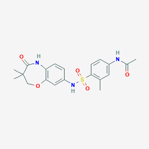 molecular formula C20H23N3O5S B2539344 N-(4-(N-(3,3-dimethyl-4-oxo-2,3,4,5-tetrahydrobenzo[b][1,4]oxazepin-8-yl)sulfamoyl)-3-methylphenyl)acetamide CAS No. 922051-39-6