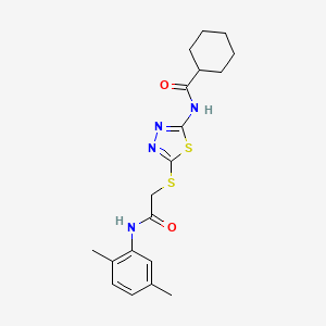 N-(5-((2-((2,5-dimethylphenyl)amino)-2-oxoethyl)thio)-1,3,4-thiadiazol-2-yl)cyclohexanecarboxamide