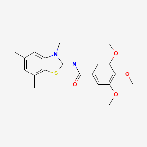 3,4,5-trimethoxy-N-(3,5,7-trimethyl-1,3-benzothiazol-2-ylidene)benzamide