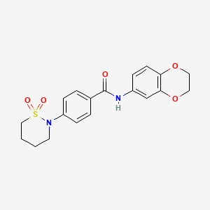 molecular formula C19H20N2O5S B2539366 N-(2,3-dihydro-1,4-benzodioxin-6-yl)-4-(1,1-dioxo-1lambda6,2-thiazinan-2-yl)benzamide CAS No. 941888-70-6