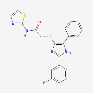 2-((2-(3-fluorophenyl)-5-phenyl-1H-imidazol-4-yl)thio)-N-(thiazol-2-yl)acetamide