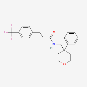 molecular formula C22H24F3NO2 B2539379 N-[(4-PHENYLOXAN-4-YL)METHYL]-3-[4-(TRIFLUOROMETHYL)PHENYL]PROPANAMIDE CAS No. 1797075-45-6